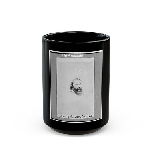 General James Longstreet, C.S.A., Head-And-Shoulders Portrait, Facing Slightly Right (U.S. Civil War) Black Coffee Mug-15oz-The Sticker Space