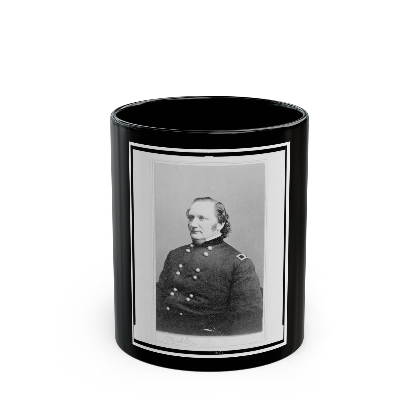 General Josiah Miller, Inspector General, Half-Length Portrait, Seated, Facing Left (U.S. Civil War) Black Coffee Mug-11oz-The Sticker Space