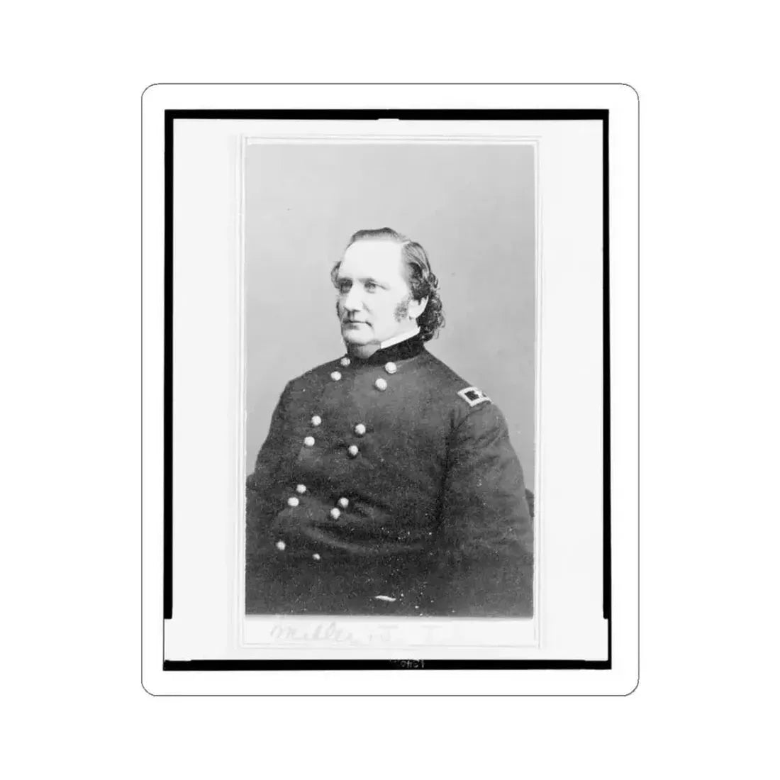 General Josiah Miller, Inspector General, Half-Length Portrait, Seated, Facing Left (U.S. Civil War) STICKER Vinyl Kiss-Cut Decal 3 Inch White - The Sticker Space