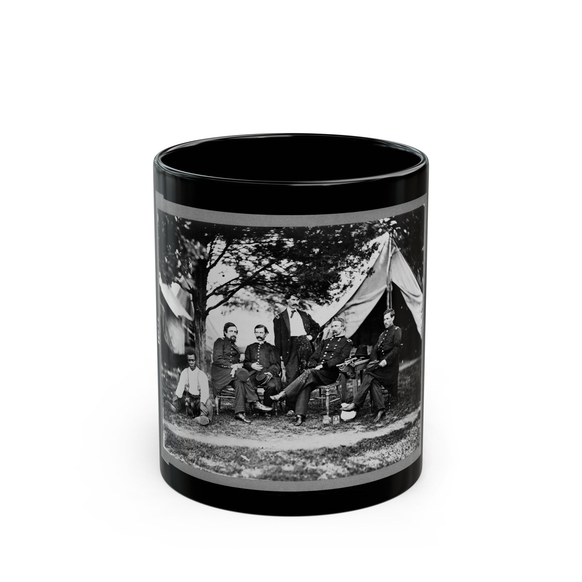 General Napoleon Bonaparte Mclaughlen And Staff Near Washington, D.C. (U.S. Civil War) Black Coffee Mug-11oz-The Sticker Space