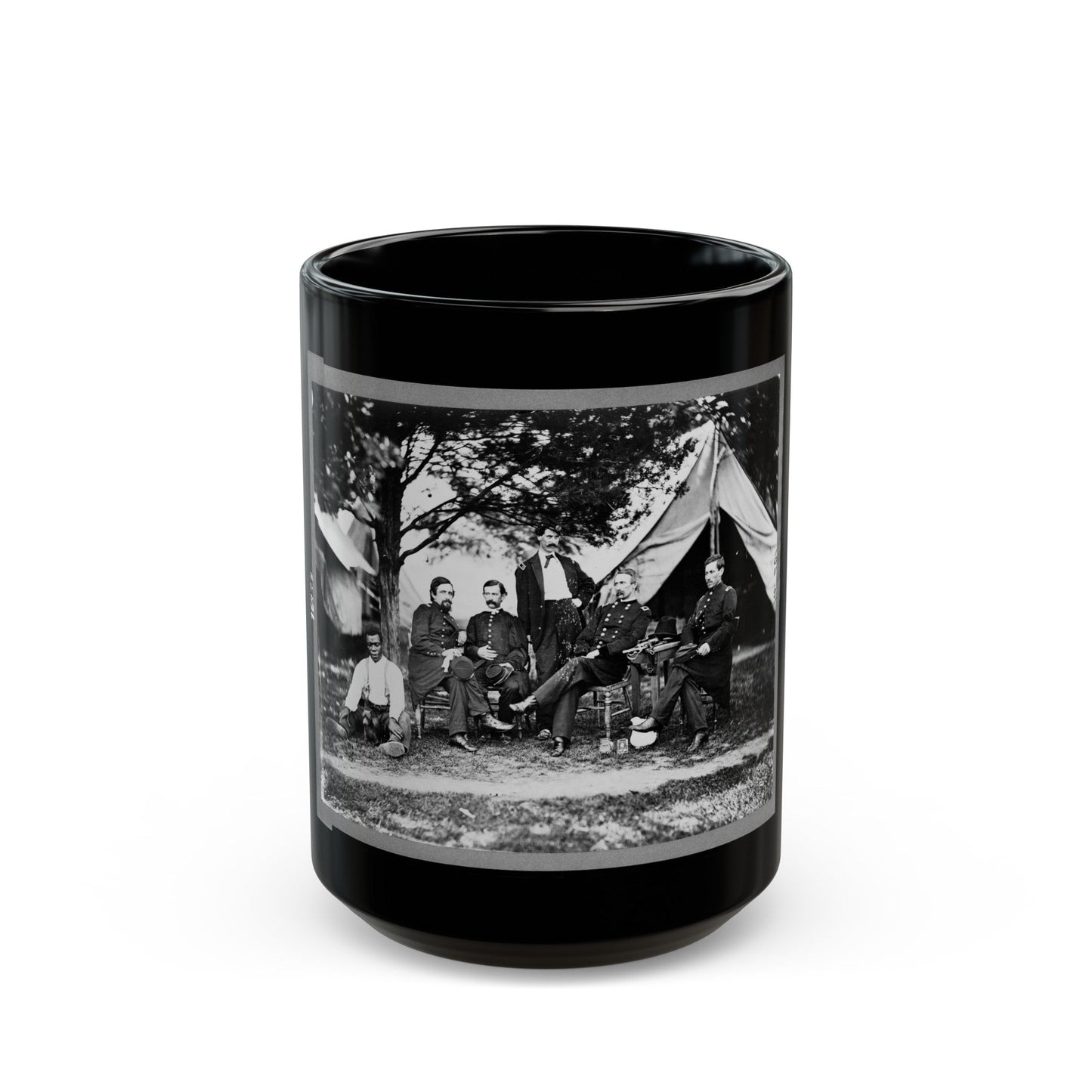 General Napoleon Bonaparte Mclaughlen And Staff Near Washington, D.C. (U.S. Civil War) Black Coffee Mug-15oz-The Sticker Space