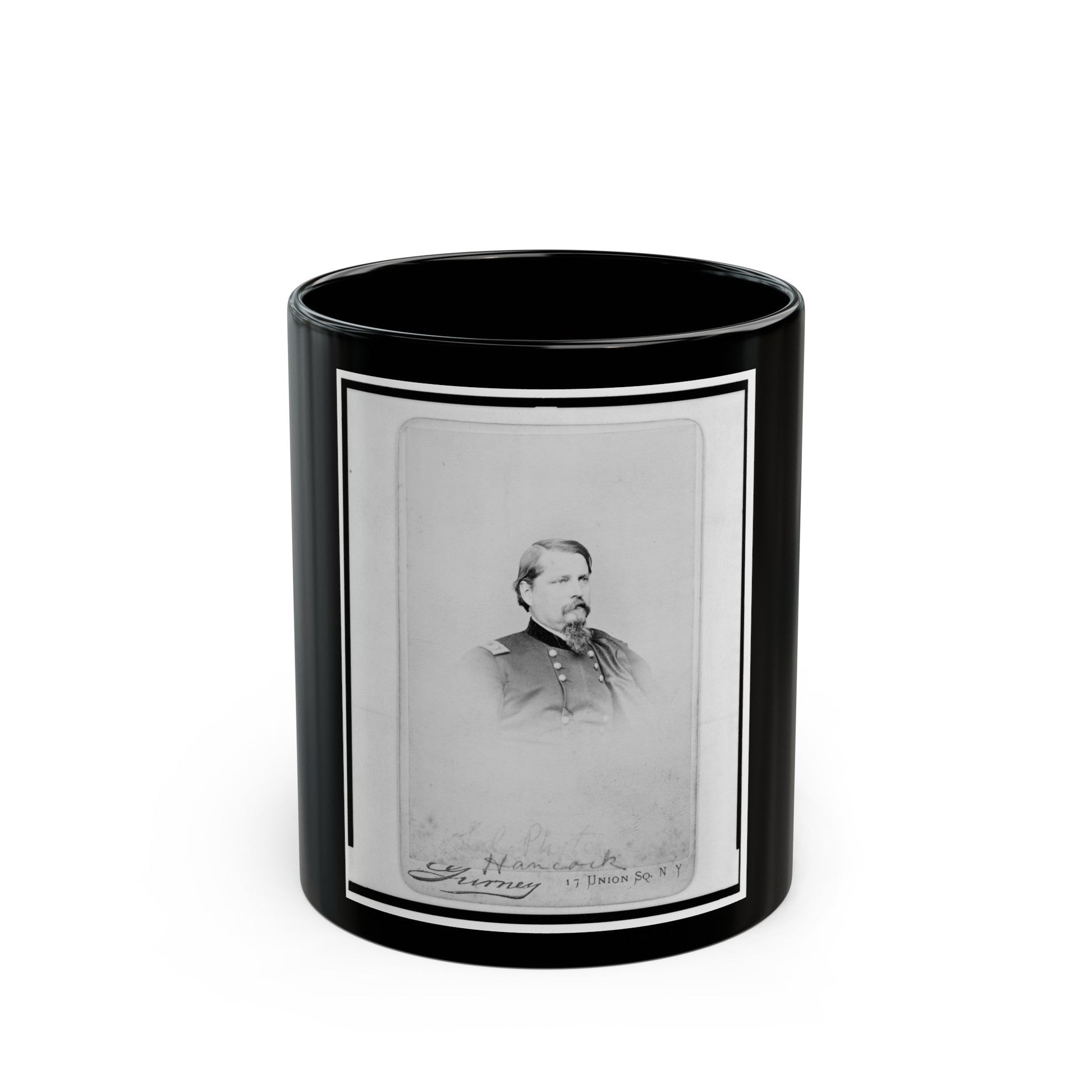 General Winfield Scott Hancock, Head-And-Shoulders Portrait, In Uniform, Facing Right (U.S. Civil War) Black Coffee Mug-11oz-The Sticker Space