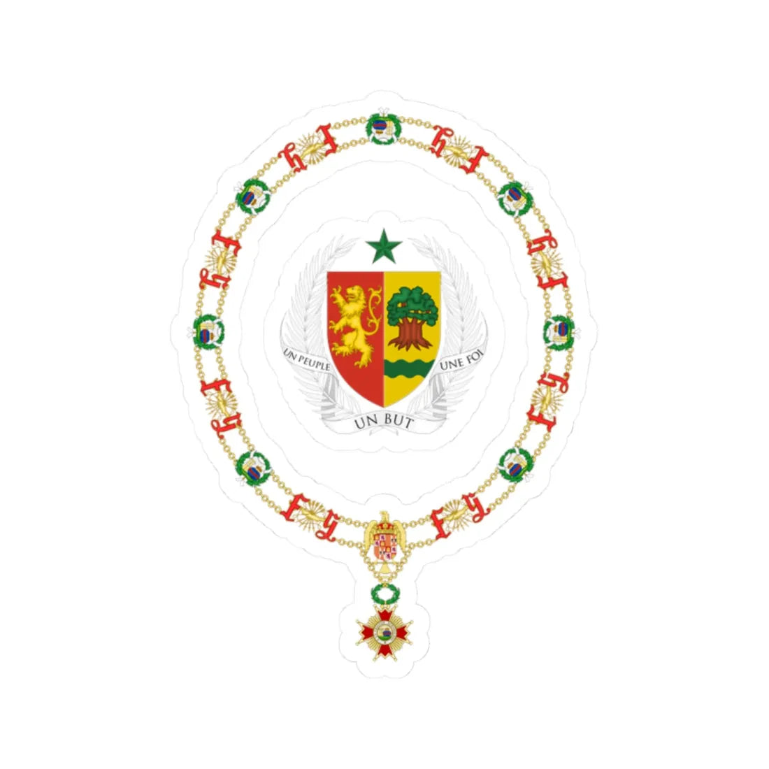 Generic Coat of Arms of Presidents of Senegal Order of Isabella the Catholic (Senegal) (Coat of Arms) STICKER Vinyl Kiss-Cut Decal 2 Inch White - The Sticker Space