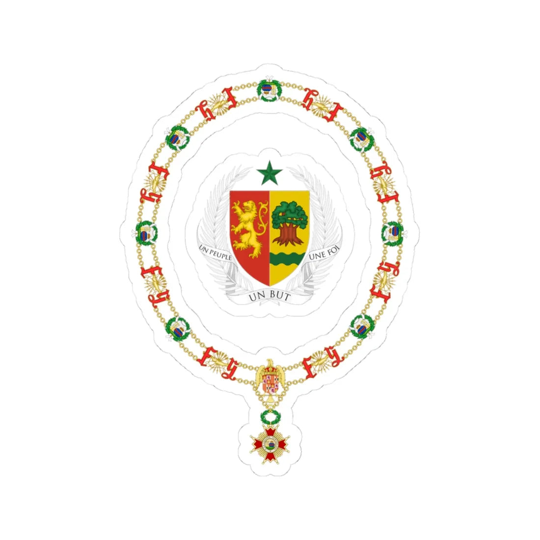 Generic Coat of Arms of Presidents of Senegal Order of Isabella the Catholic (Senegal) (Coat of Arms) STICKER Vinyl Kiss-Cut Decal 3 Inch White - The Sticker Space