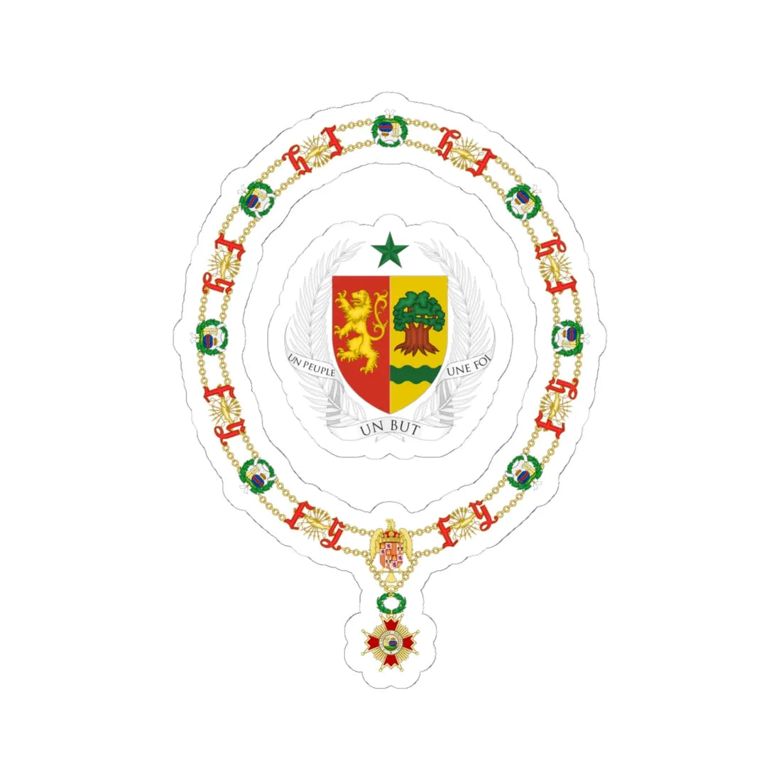 Generic Coat of Arms of Presidents of Senegal Order of Isabella the Catholic (Senegal) (Coat of Arms) STICKER Vinyl Kiss-Cut Decal 6 Inch White - The Sticker Space