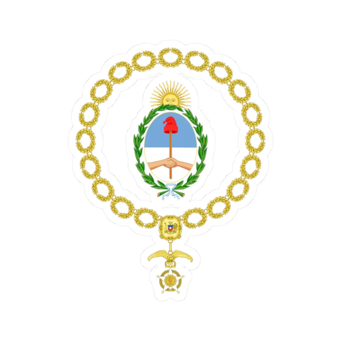 Generic Coat of Arms of the President of Argentina Chilean Order of Merit (Argentina) (Coat of Arms) STICKER Vinyl Kiss-Cut Decal 2 Inch White - The Sticker Space