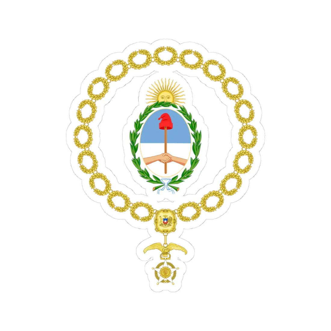 Generic Coat of Arms of the President of Argentina Chilean Order of Merit (Argentina) (Coat of Arms) STICKER Vinyl Kiss-Cut Decal 3 Inch White - The Sticker Space