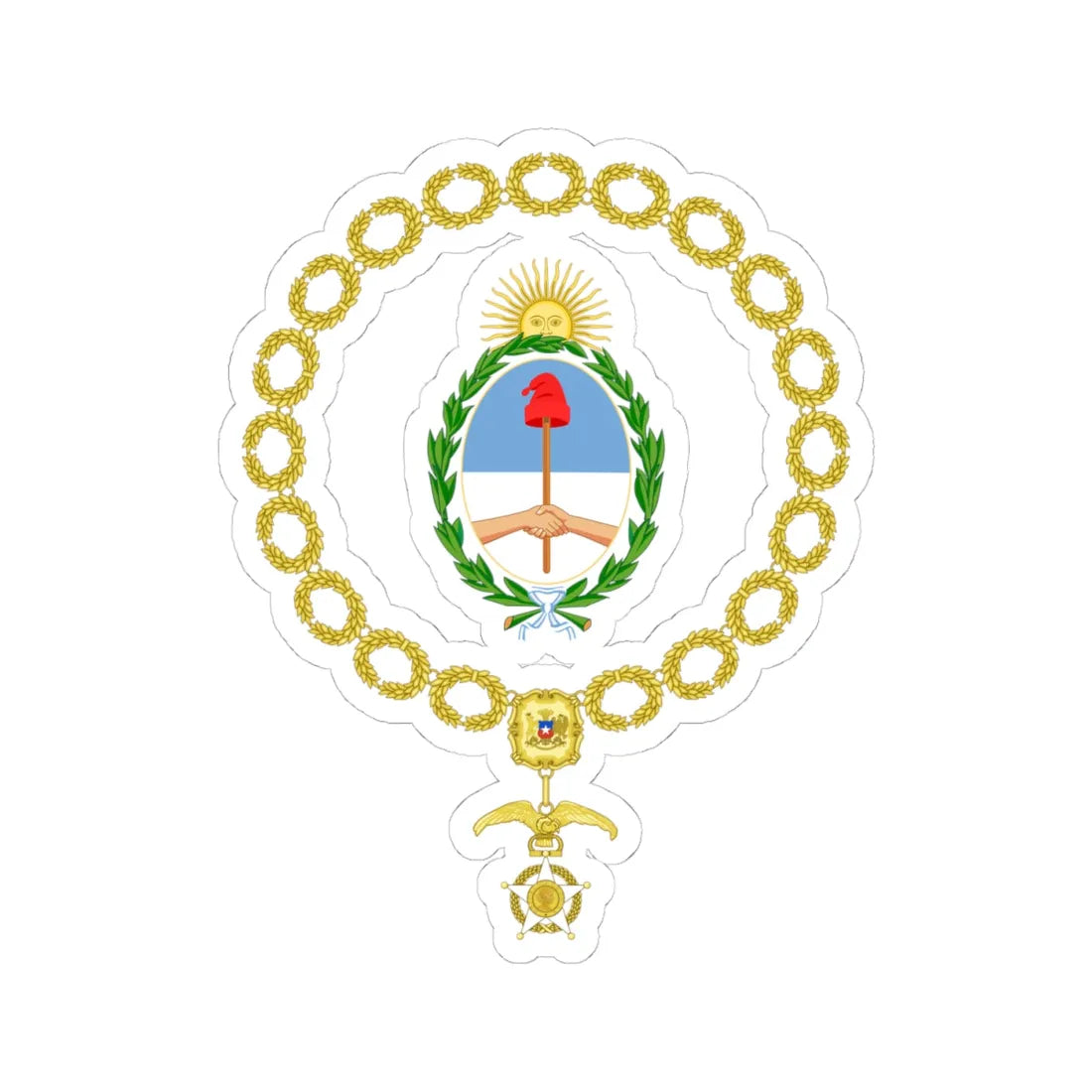 Generic Coat of Arms of the President of Argentina Chilean Order of Merit (Argentina) (Coat of Arms) STICKER Vinyl Kiss-Cut Decal 4 Inch White - The Sticker Space