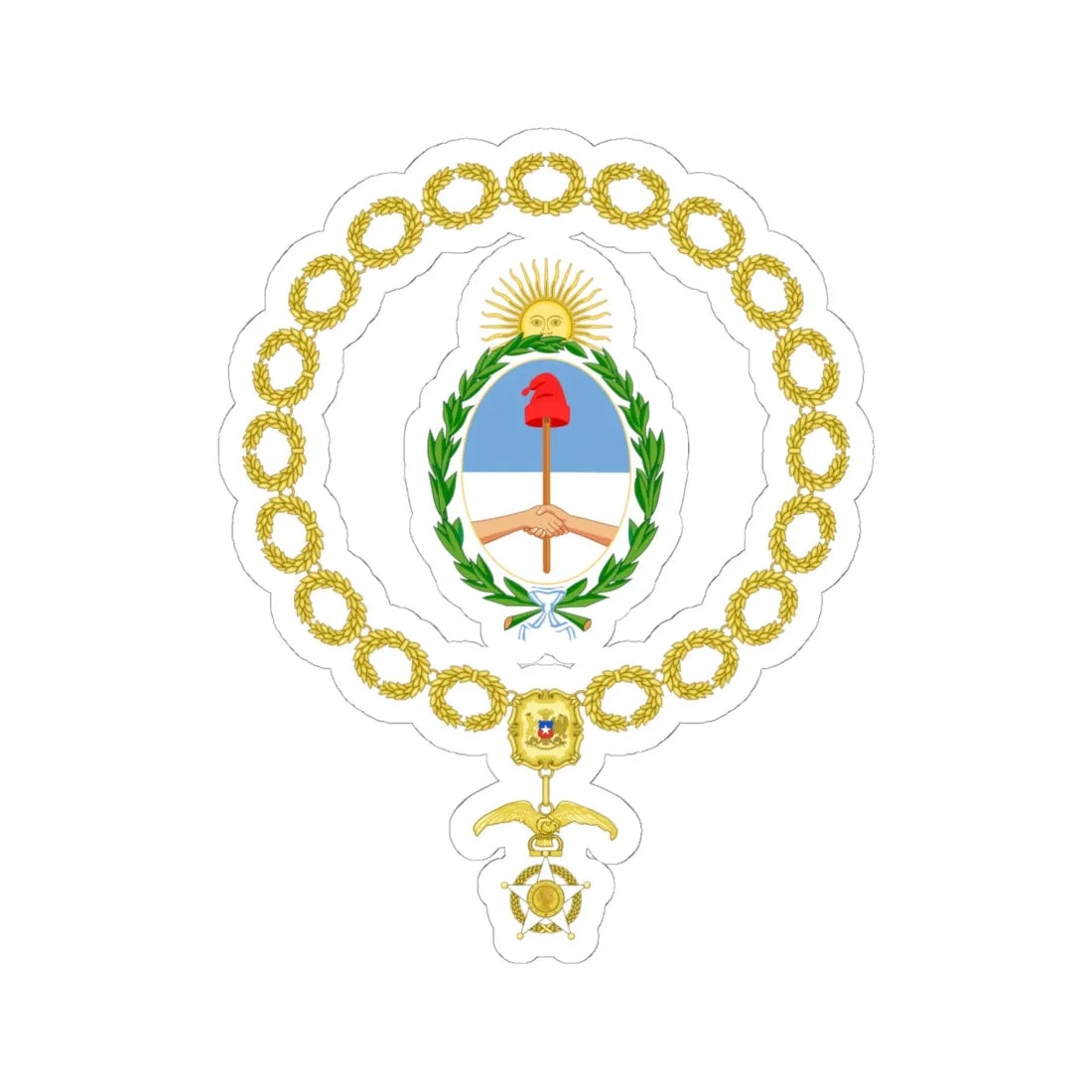 Generic Coat of Arms of the President of Argentina Chilean Order of Merit (Argentina) (Coat of Arms) STICKER Vinyl Kiss-Cut Decal 6 Inch White - The Sticker Space