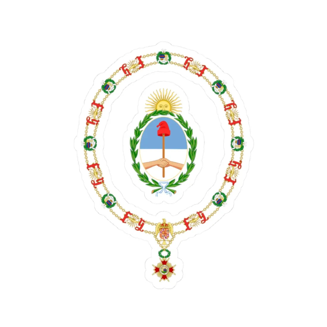 Generic Coat of Arms of the President of Argentina Order of Isabella the Catholic (Argentina) (Coat of Arms) STICKER Vinyl Kiss-Cut Decal 2 Inch White - The Sticker Space
