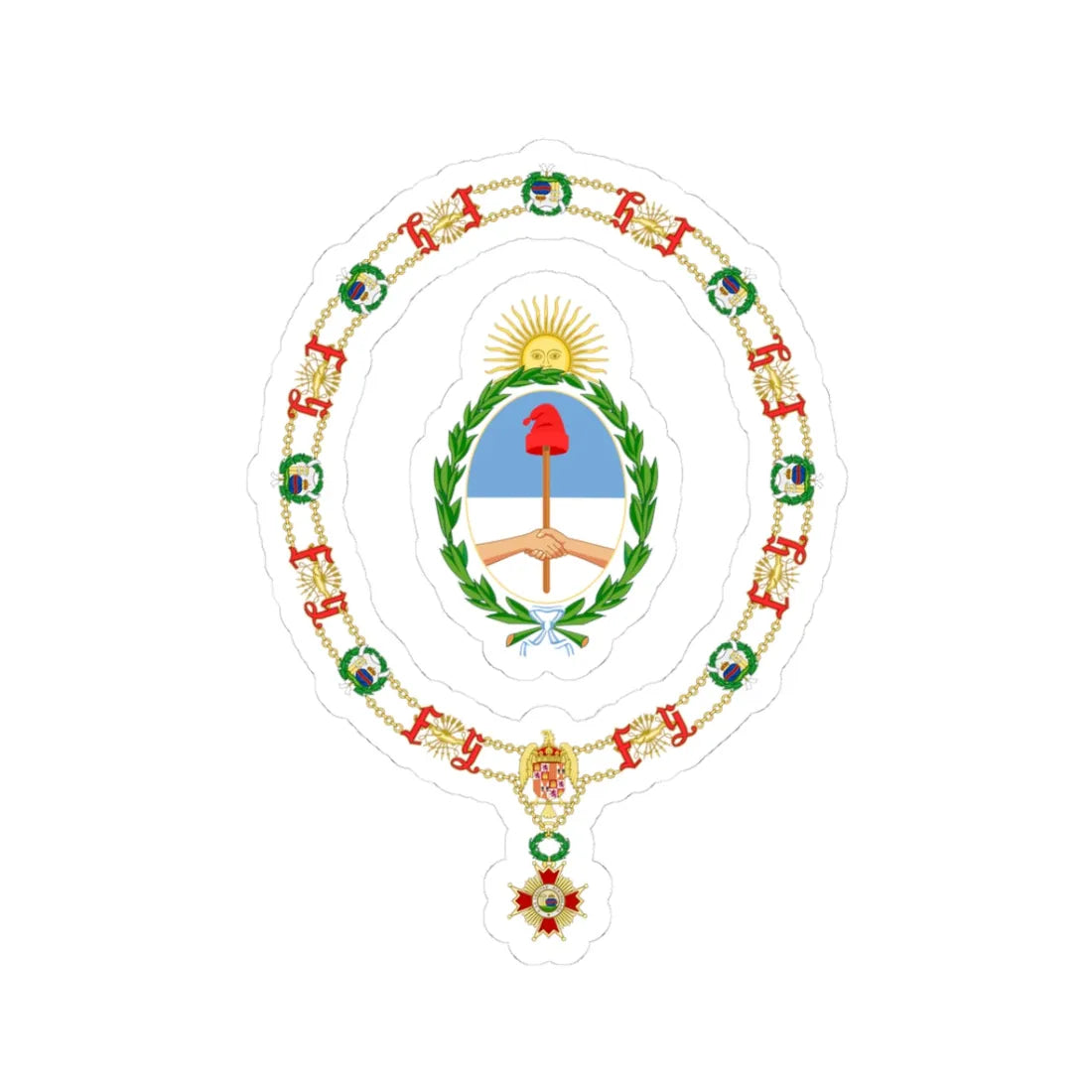 Generic Coat of Arms of the President of Argentina Order of Isabella the Catholic (Argentina) (Coat of Arms) STICKER Vinyl Kiss-Cut Decal 3 Inch White - The Sticker Space