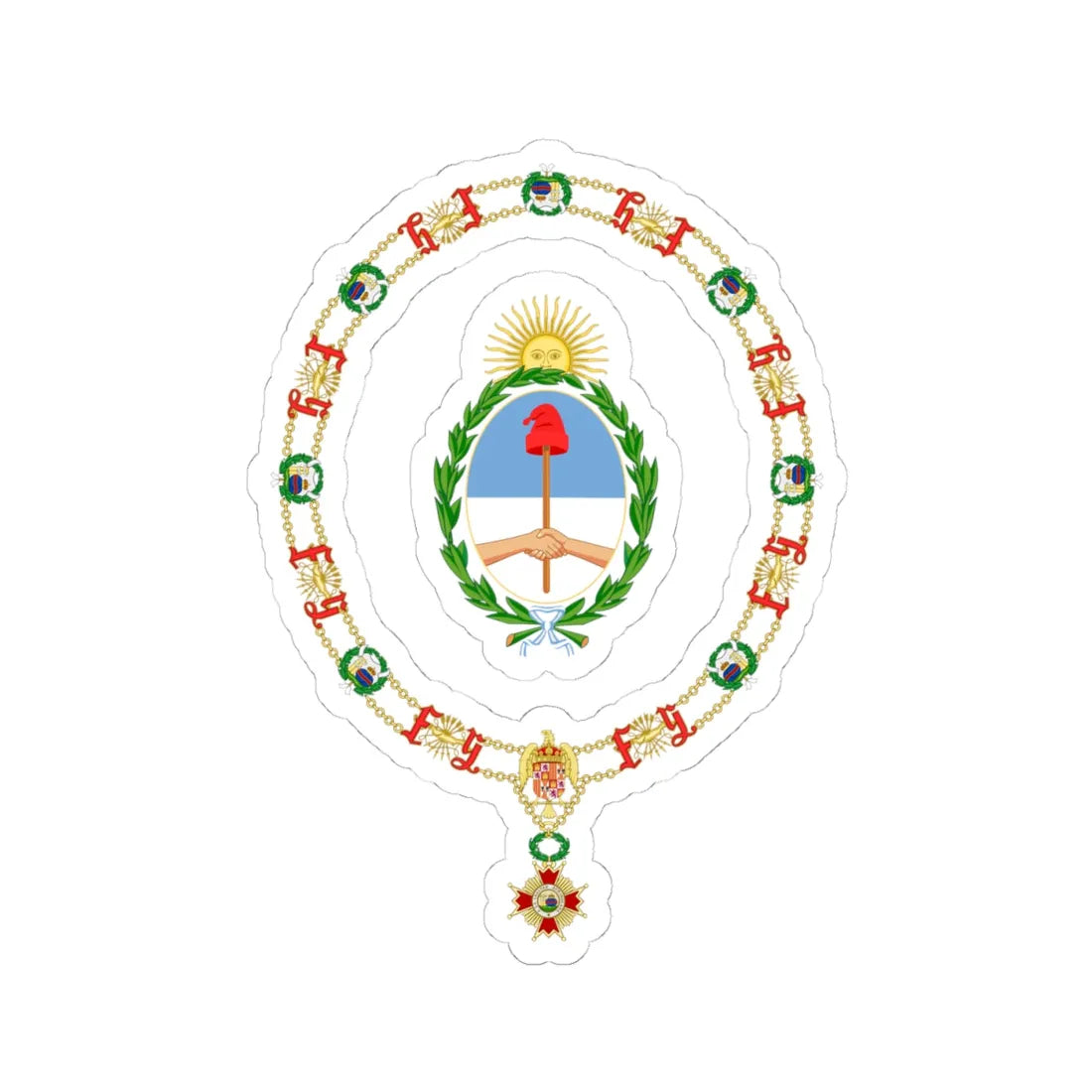 Generic Coat of Arms of the President of Argentina Order of Isabella the Catholic (Argentina) (Coat of Arms) STICKER Vinyl Kiss-Cut Decal - The Sticker Space