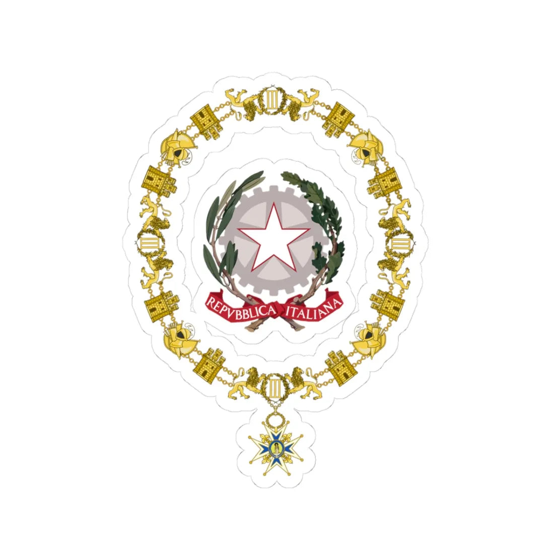 Generic Emblem of Italy Order of Charles III (Italy) (Coat of Arms) STICKER Vinyl Kiss-Cut Decal 3 Inch White - The Sticker Space