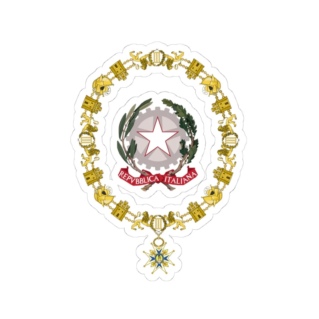 Generic Emblem of Italy Order of Charles III (Italy) (Coat of Arms) STICKER Vinyl Kiss-Cut Decal 4 Inch White - The Sticker Space