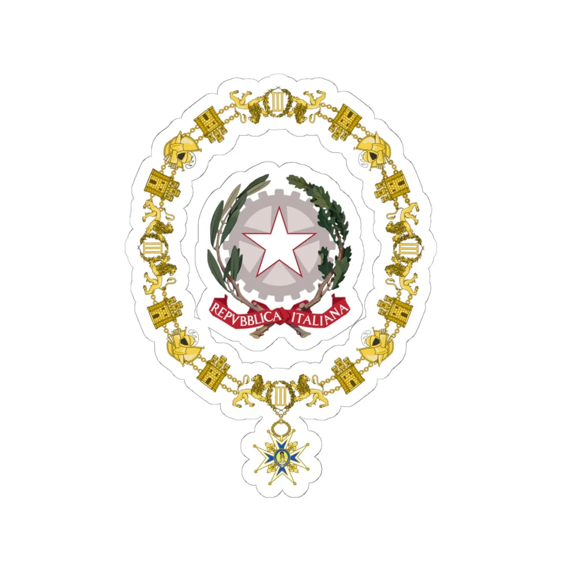 Generic Emblem of Italy Order of Charles III (Italy) (Coat of Arms) STICKER Vinyl Kiss-Cut Decal 6 Inch White - The Sticker Space