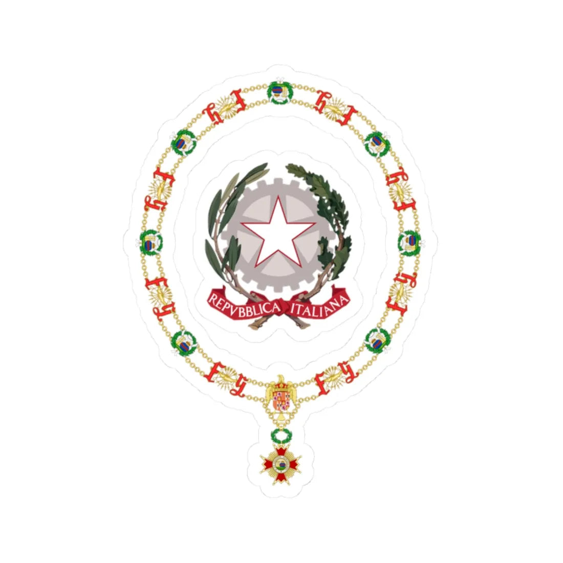 Generic Emblem of Italy Order of Isabella the Catholic (Italy) (Coat of Arms) STICKER Vinyl Kiss-Cut Decal 2 Inch White - The Sticker Space