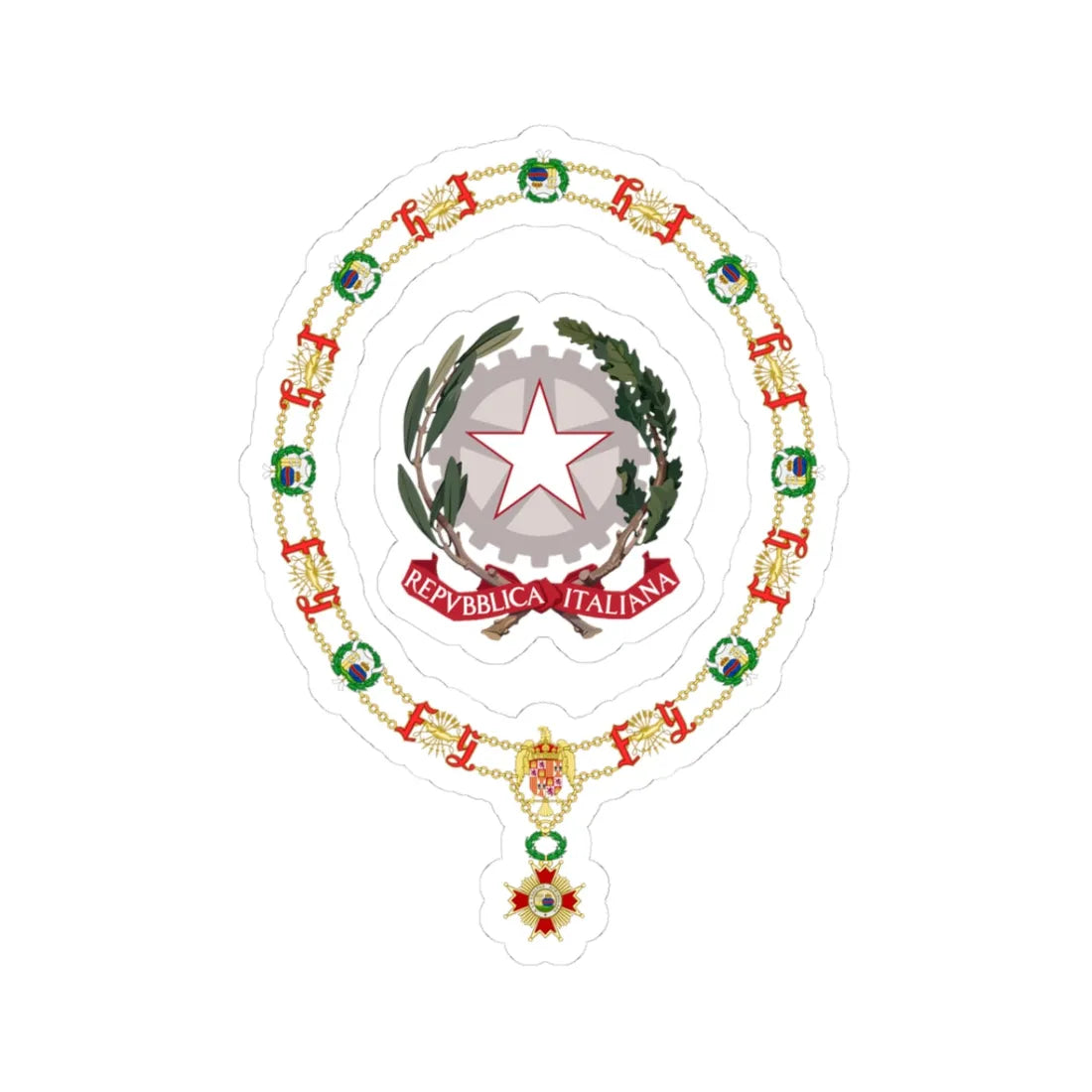 Generic Emblem of Italy Order of Isabella the Catholic (Italy) (Coat of Arms) STICKER Vinyl Kiss-Cut Decal 3 Inch White - The Sticker Space