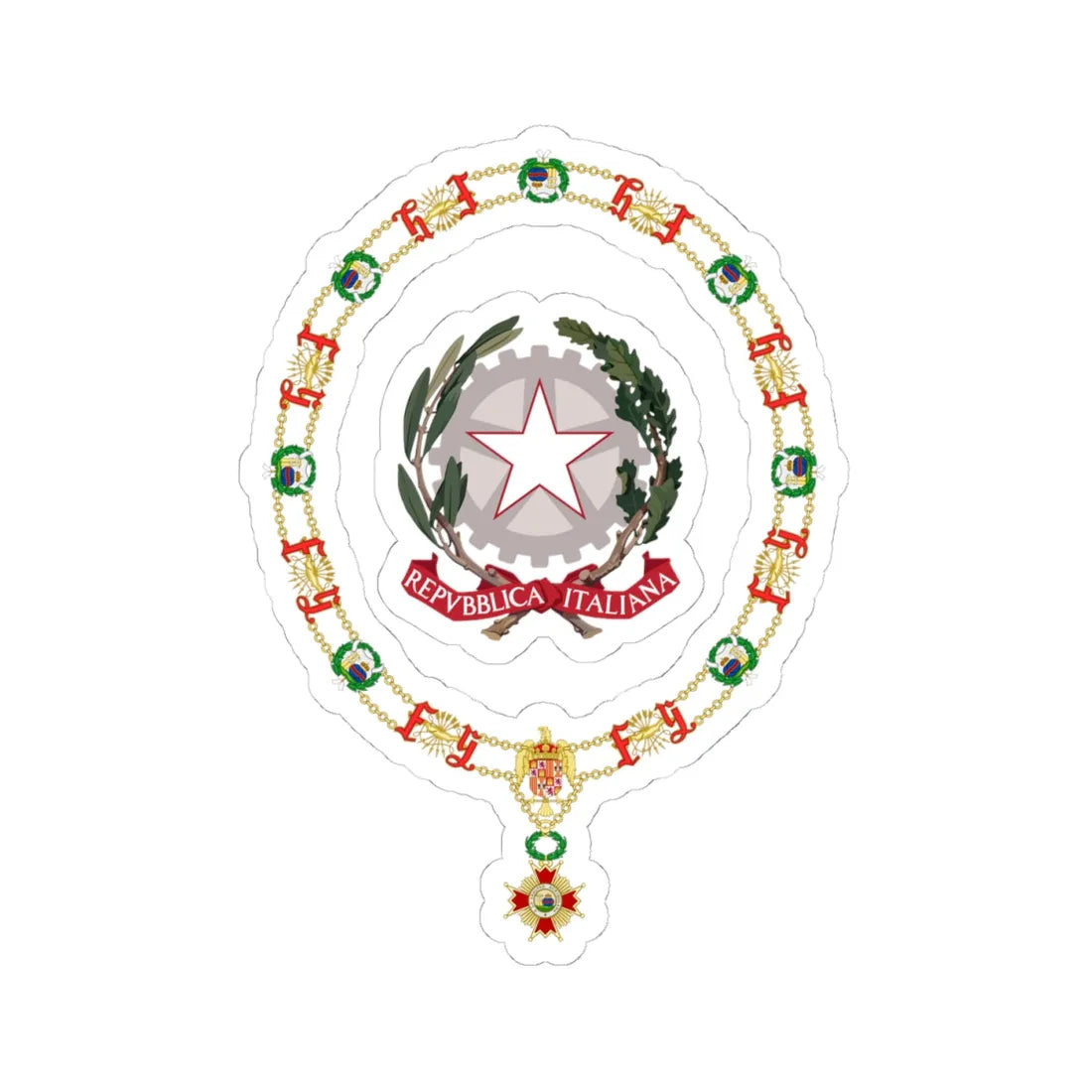 Generic Emblem of Italy Order of Isabella the Catholic (Italy) (Coat of Arms) STICKER Vinyl Kiss-Cut Decal 4 Inch White - The Sticker Space