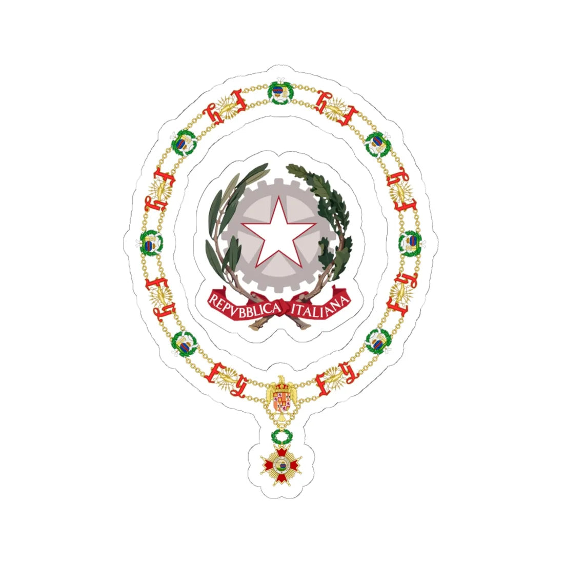 Generic Emblem of Italy Order of Isabella the Catholic (Italy) (Coat of Arms) STICKER Vinyl Kiss-Cut Decal 6 Inch White - The Sticker Space