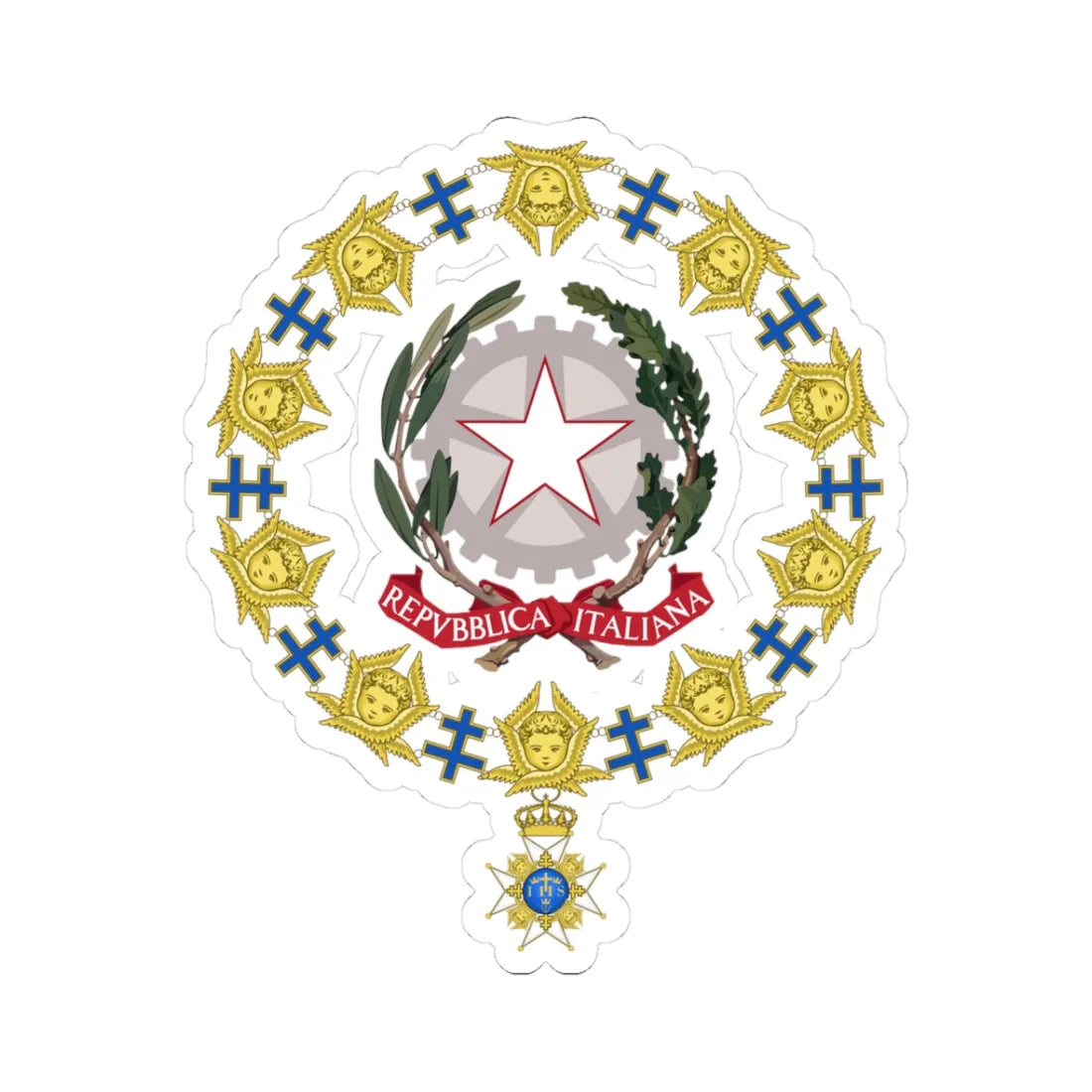 Generic Emblem of Italy Order of the Seraphim (Italy) (Coat of Arms) STICKER Vinyl Kiss-Cut Decal 3 Inch White - The Sticker Space