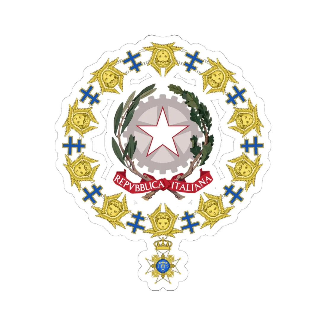 Generic Emblem of Italy Order of the Seraphim (Italy) (Coat of Arms) STICKER Vinyl Kiss-Cut Decal 4 Inch White - The Sticker Space