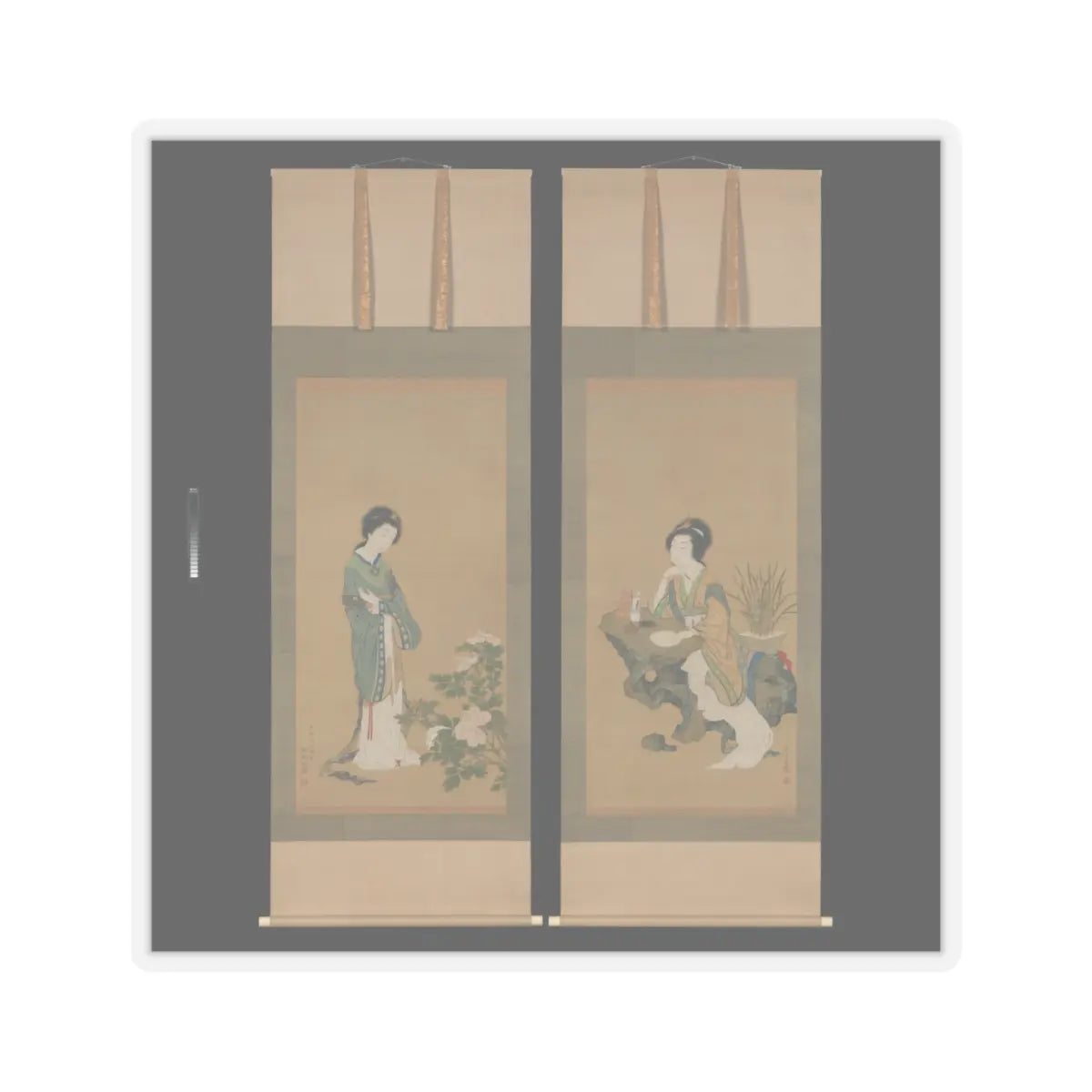 Genki (Komai Ki) - Yanji with Orchids and Yang Guifei with Peonies - 1785 v1 - STICKER Vinyl Kiss-Cut Decal