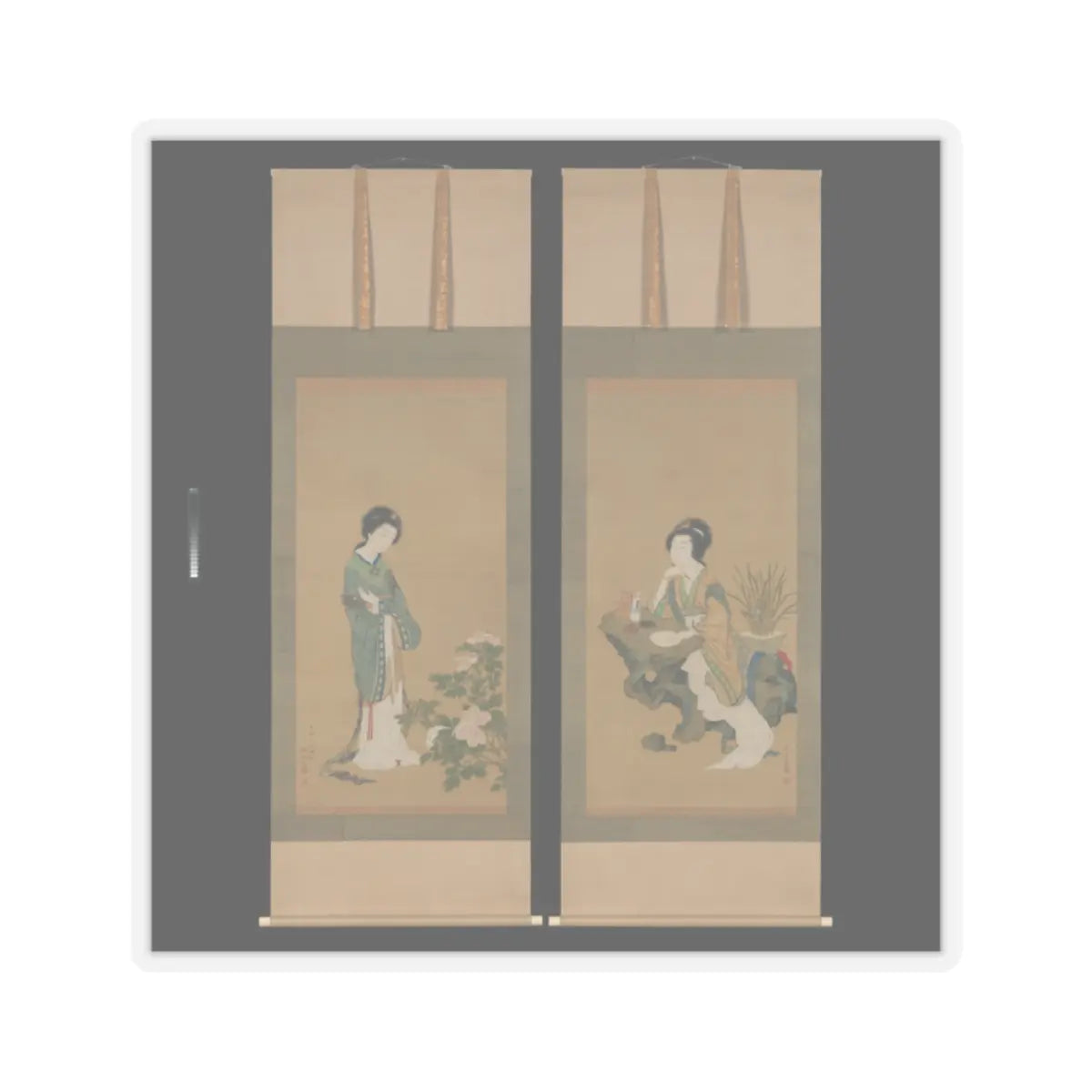 Genki (Komai Ki) - Yanji with Orchids and Yang Guifei with Peonies - 1785 v1 - STICKER Vinyl Kiss-Cut Decal