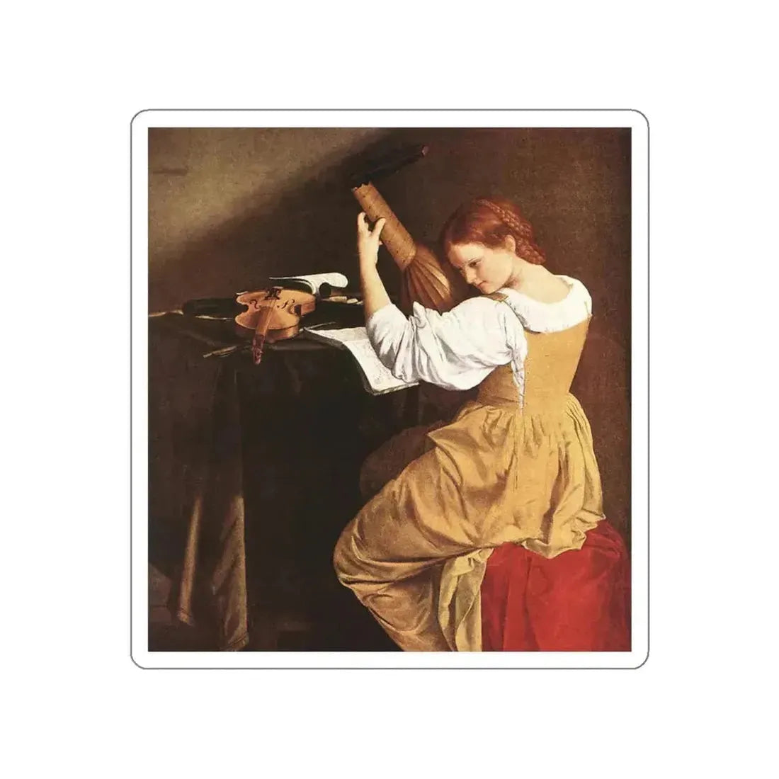 GENTILESCHI, Orazio - Lute Player (Artwork) STICKER Vinyl Die-Cut Decal White Die-Cut 6 Inch - The Sticker Space