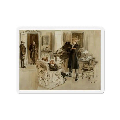 Gentleman's Club, Interior Illustration (Magazine Illustration) Refrigerator Magnet 2 Inch Die-Cut - The Sticker Space