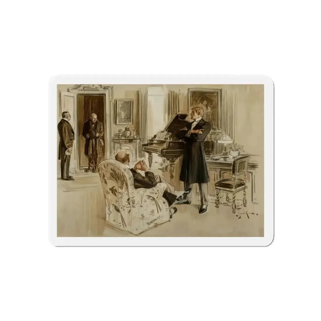 Gentleman's Club, Interior Illustration (Magazine Illustration) Refrigerator Magnet - The Sticker Space
