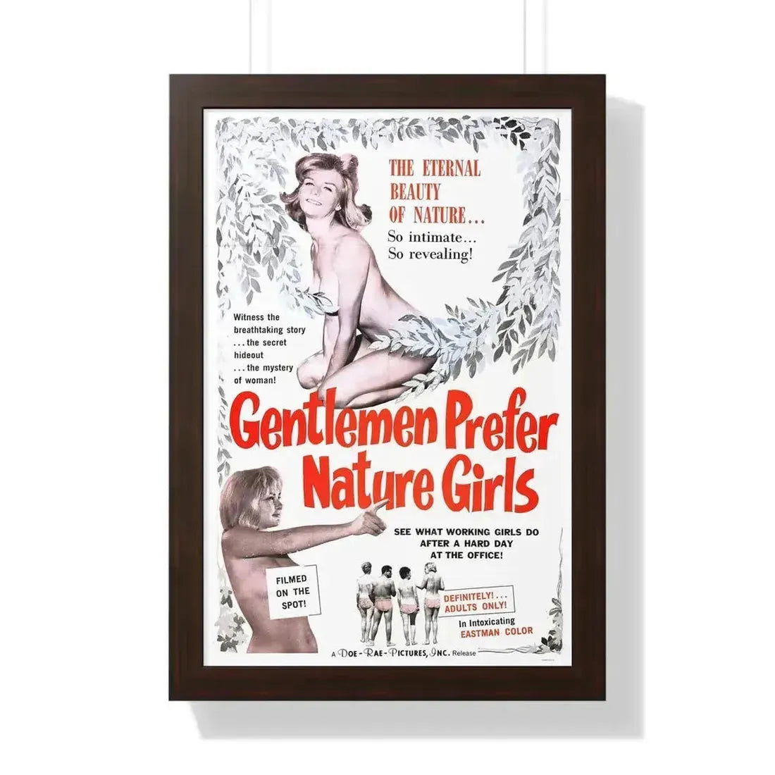 GENTLEMEN PREFER NATURE GIRLS 1963 - Framed Movie Poster 16″ x 24″ Walnut - The Sticker Space