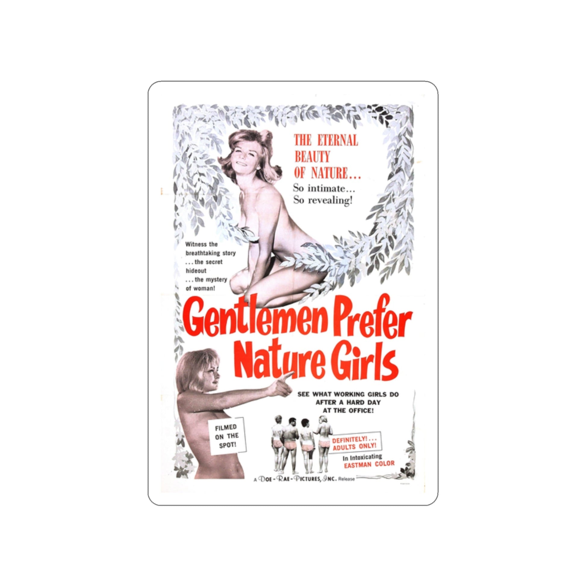 GENTLEMEN PREFER NATURE GIRLS 1963 Movie Poster STICKER Vinyl Die-Cut Decal-2 Inch-The Sticker Space