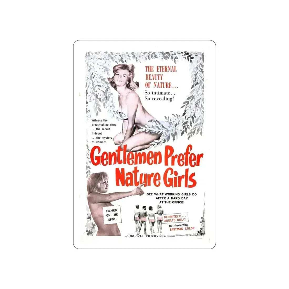 GENTLEMEN PREFER NATURE GIRLS 1963 Movie Poster STICKER Vinyl Die-Cut Decal 5 Inch - The Sticker Space