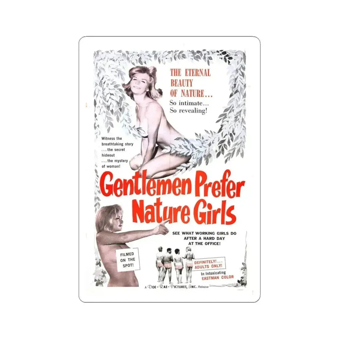 GENTLEMEN PREFER NATURE GIRLS 1963 Movie Poster - STICKER Vinyl Kiss-Cut Decal 6 Inch White - The Sticker Space