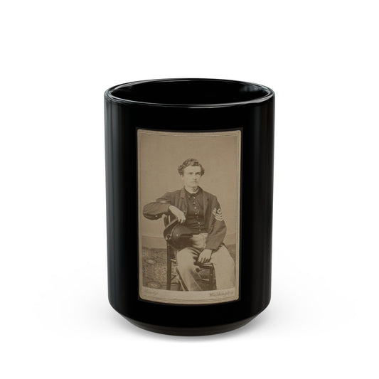 Geo. B. Field, Three-Quarter Length Studio Portrait, Sitting In Chair, Facing Slightly Right, Wearing Military Uniform (U.S. Civil War) Black Coffee Mug-15oz-The Sticker Space