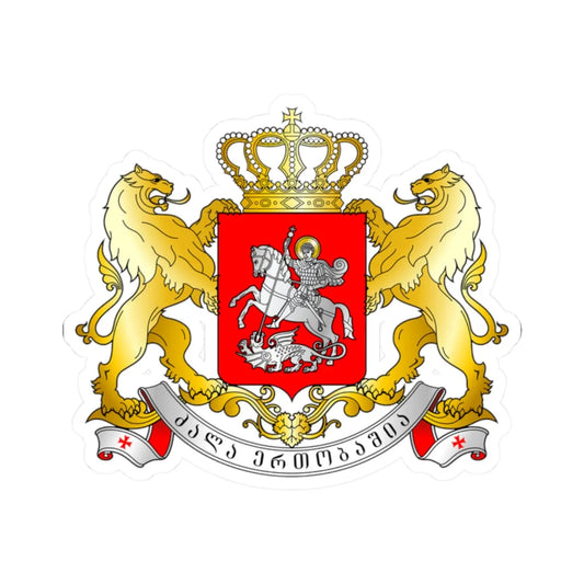 Georgias Large Coat of Arms (Georgia) (Coat of Arms) STICKER Vinyl Kiss-Cut Decal 2 Inch White - The Sticker Space