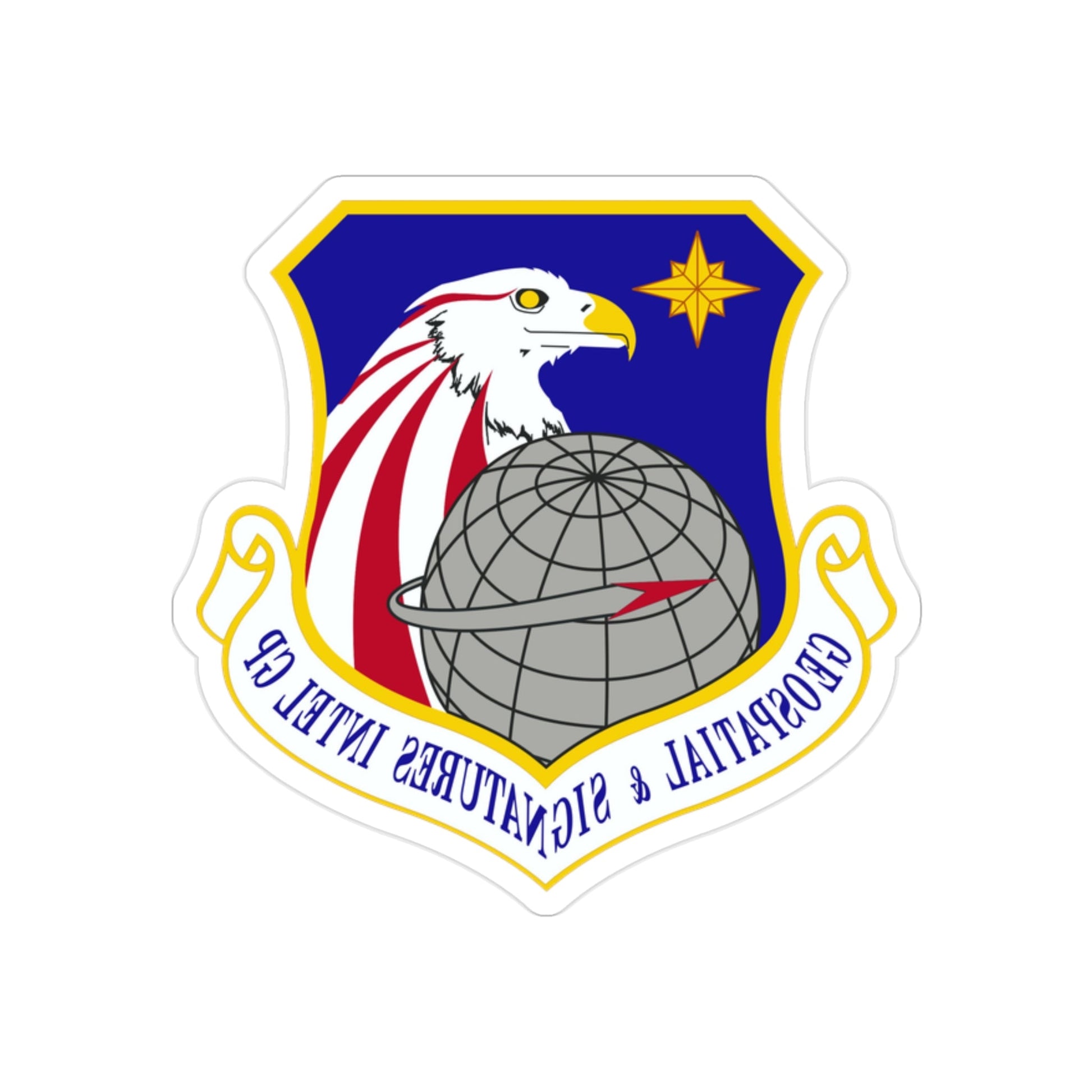 Geospatial and Signatures Intelligence Group (U.S. Air Force) REVERSE PRINT Transparent STICKER-2" × 2"-The Sticker Space