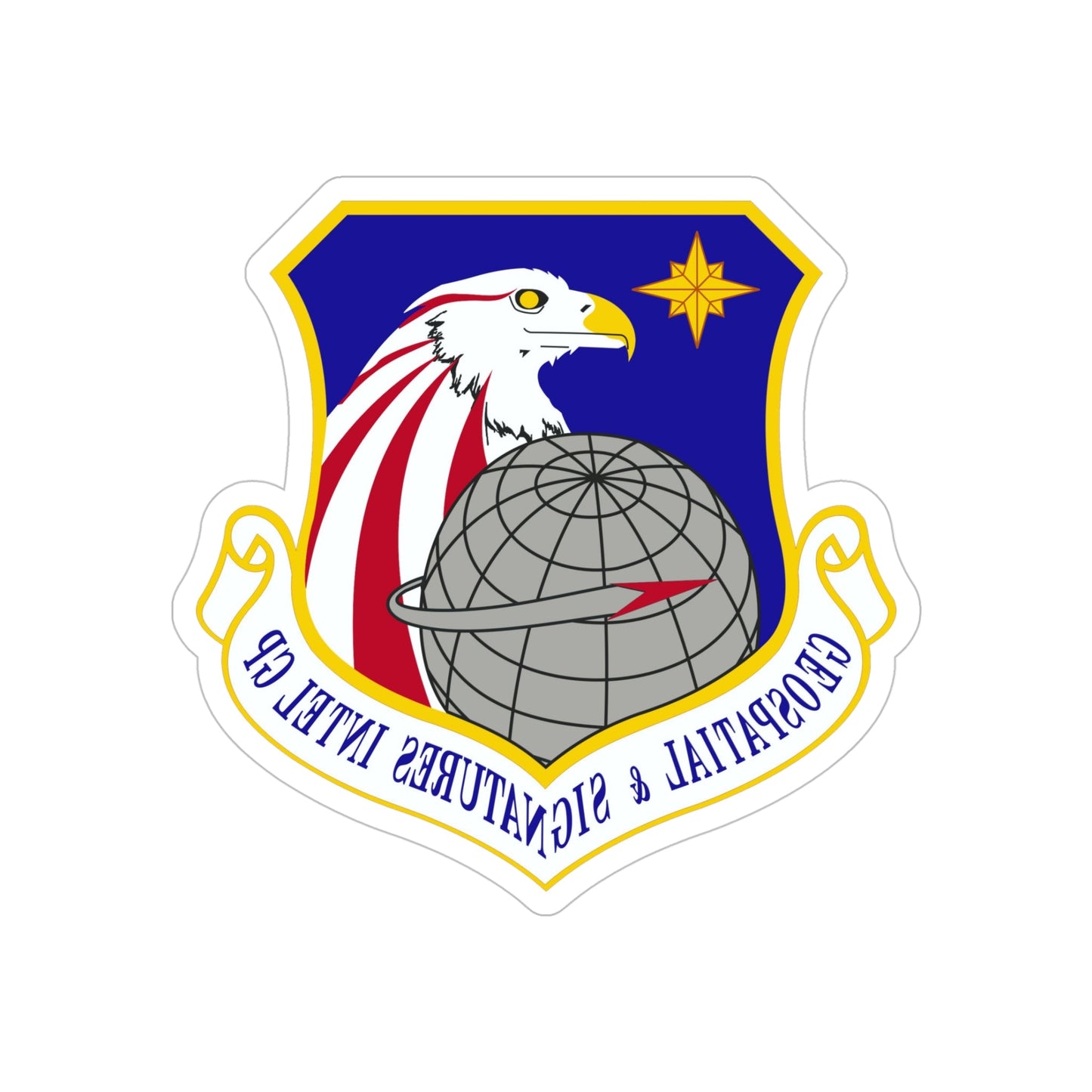 Geospatial and Signatures Intelligence Group (U.S. Air Force) REVERSE PRINT Transparent STICKER-5" × 5"-The Sticker Space