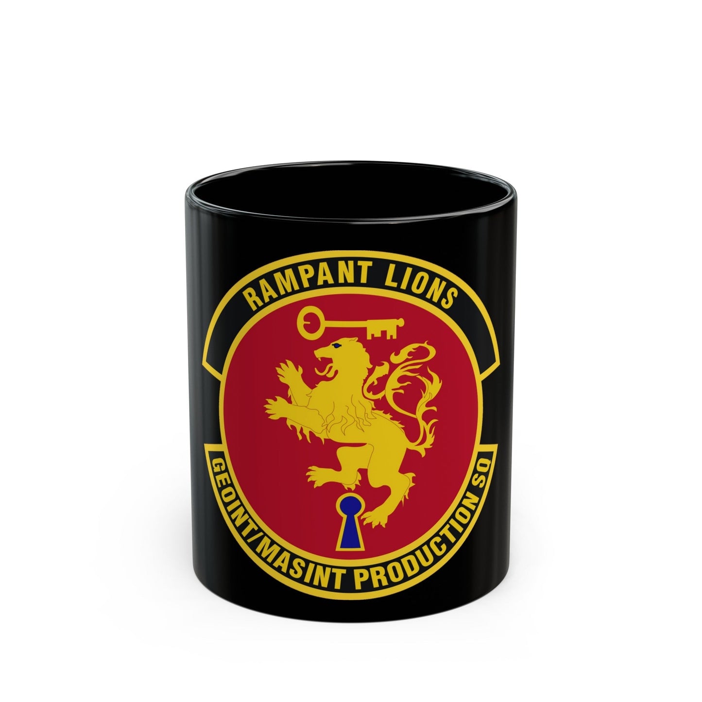 Geospatial Intelligence Measurement & Signatures Intelligence Production Squadron (U.S. Air Force) Black Coffee Mug-11oz-The Sticker Space