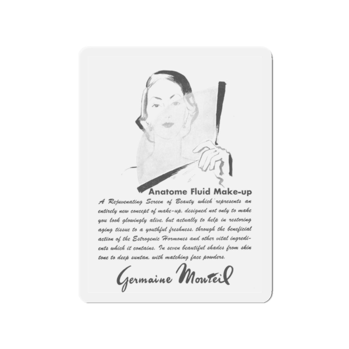 Germaine Monteil, 1952 (Magazine Illustration) Refrigerator Magnet-2" x 2"-The Sticker Space