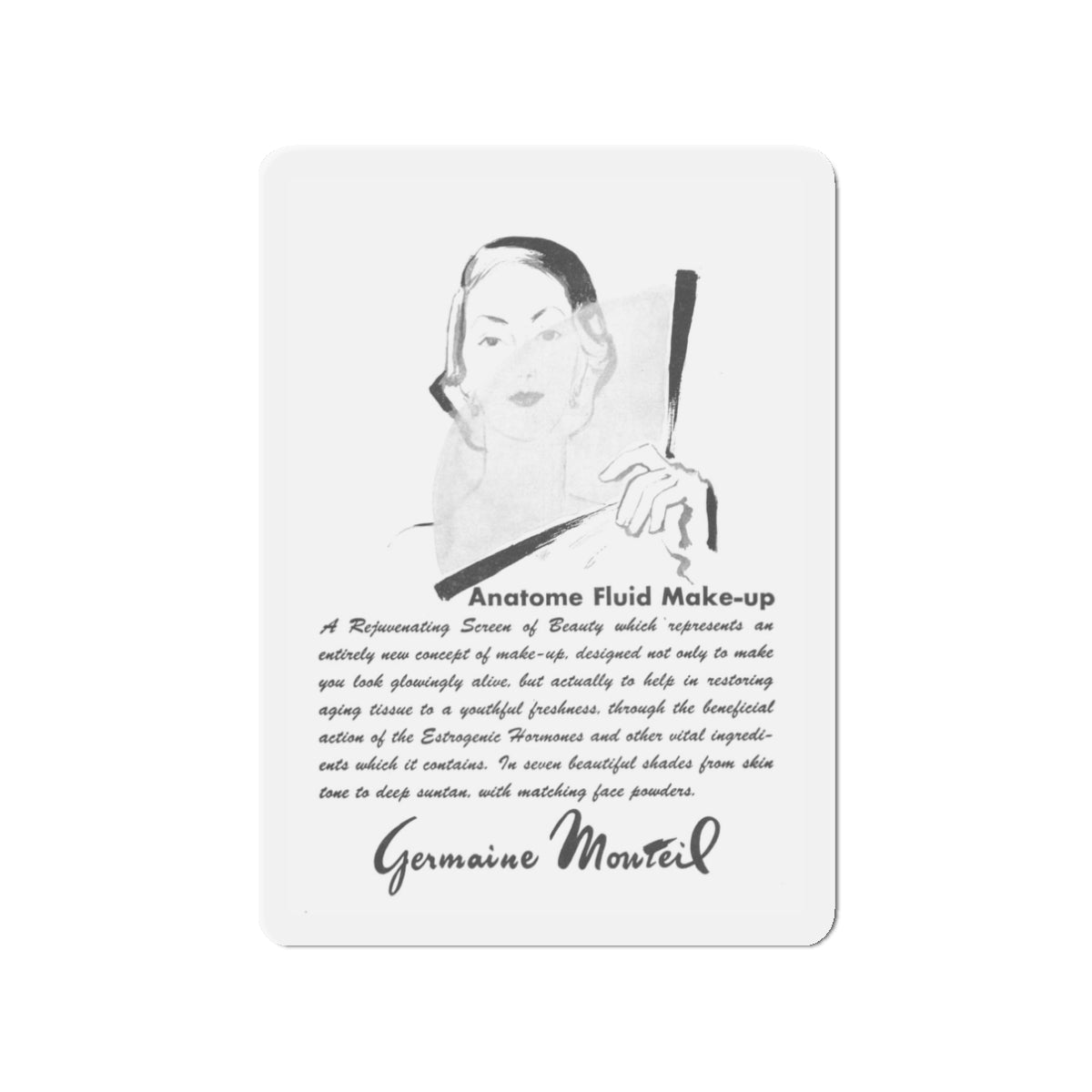 Germaine Monteil, 1952 (Magazine Illustration) Refrigerator Magnet-3" x 3"-The Sticker Space