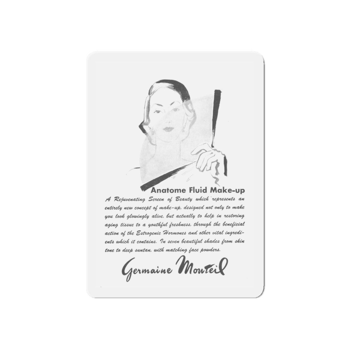 Germaine Monteil, 1952 (Magazine Illustration) Refrigerator Magnet-5" x 5"-The Sticker Space