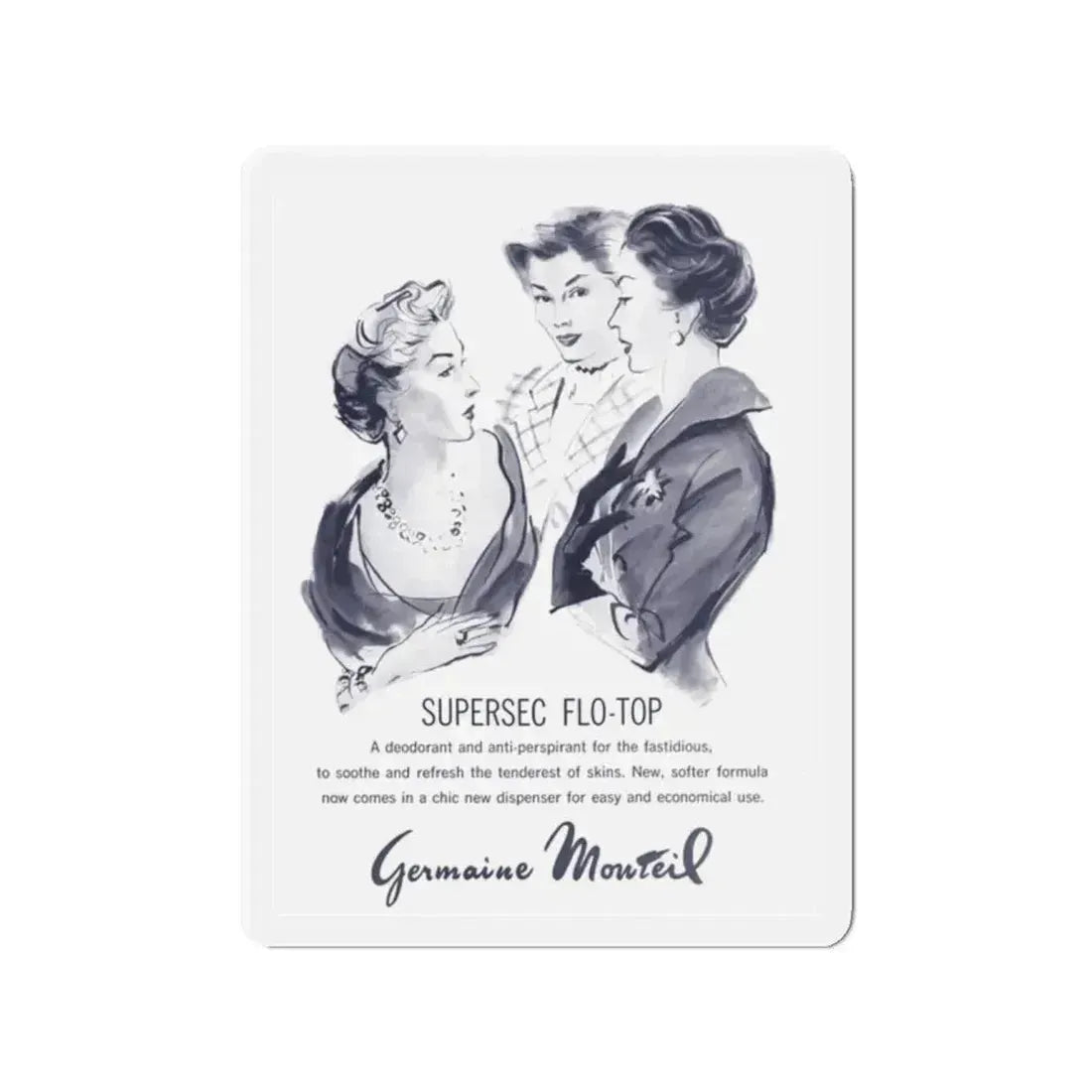 Germaine Monteil, 1959 (Magazine Illustration) Refrigerator Magnet 2 Inch Die-Cut - The Sticker Space