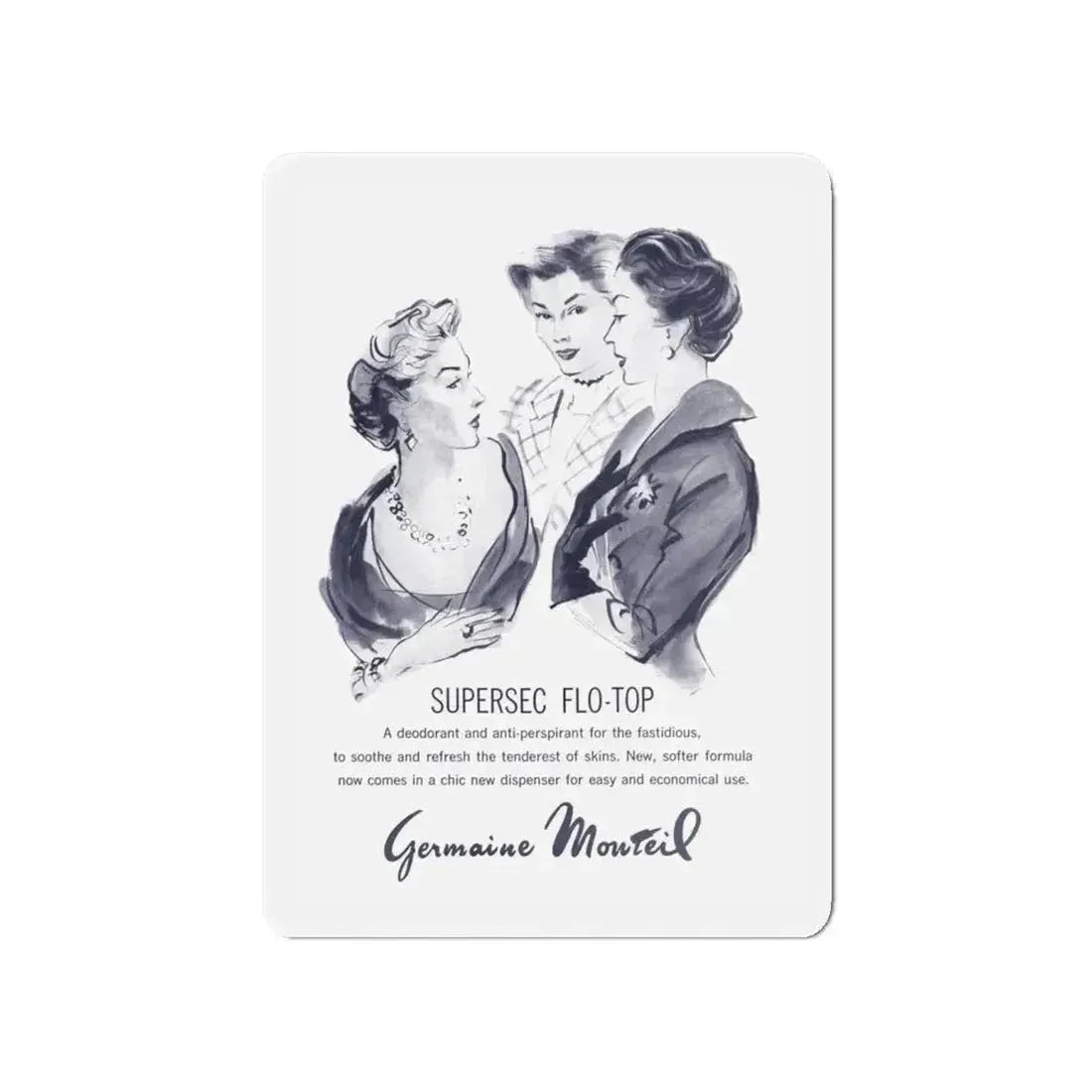 Germaine Monteil, 1959 (Magazine Illustration) Refrigerator Magnet 4 Inch Die-Cut - The Sticker Space