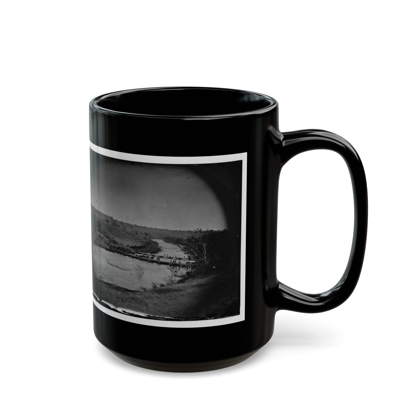 Germanna Ford, Rapidan River, Va. Artillery Crossing Pontoon Bridges (U.S. Civil War) Black Coffee Mug-The Sticker Space