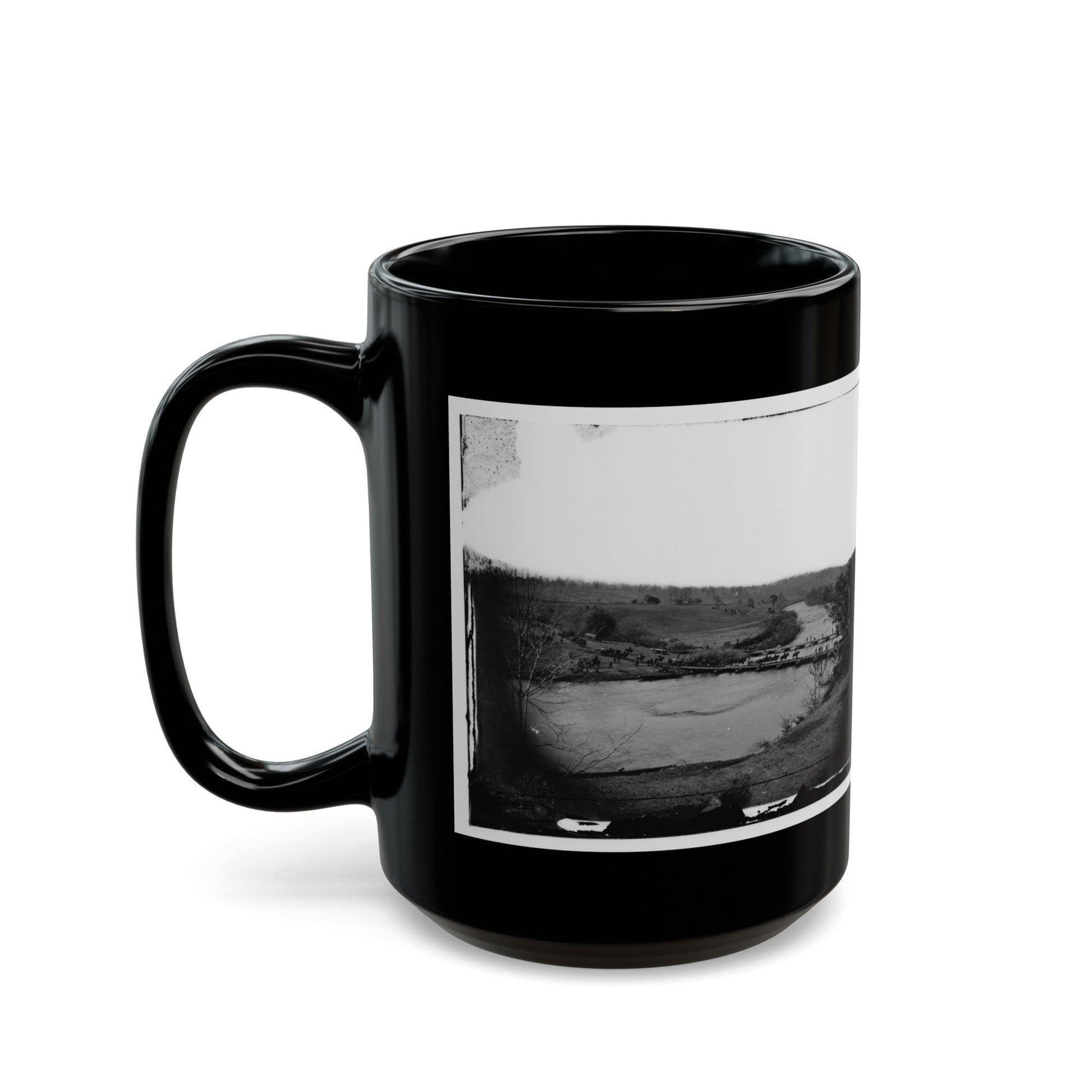 Germanna Ford, Rapidan River, Va. Artillery Crossing Pontoon Bridges (U.S. Civil War) Black Coffee Mug-The Sticker Space