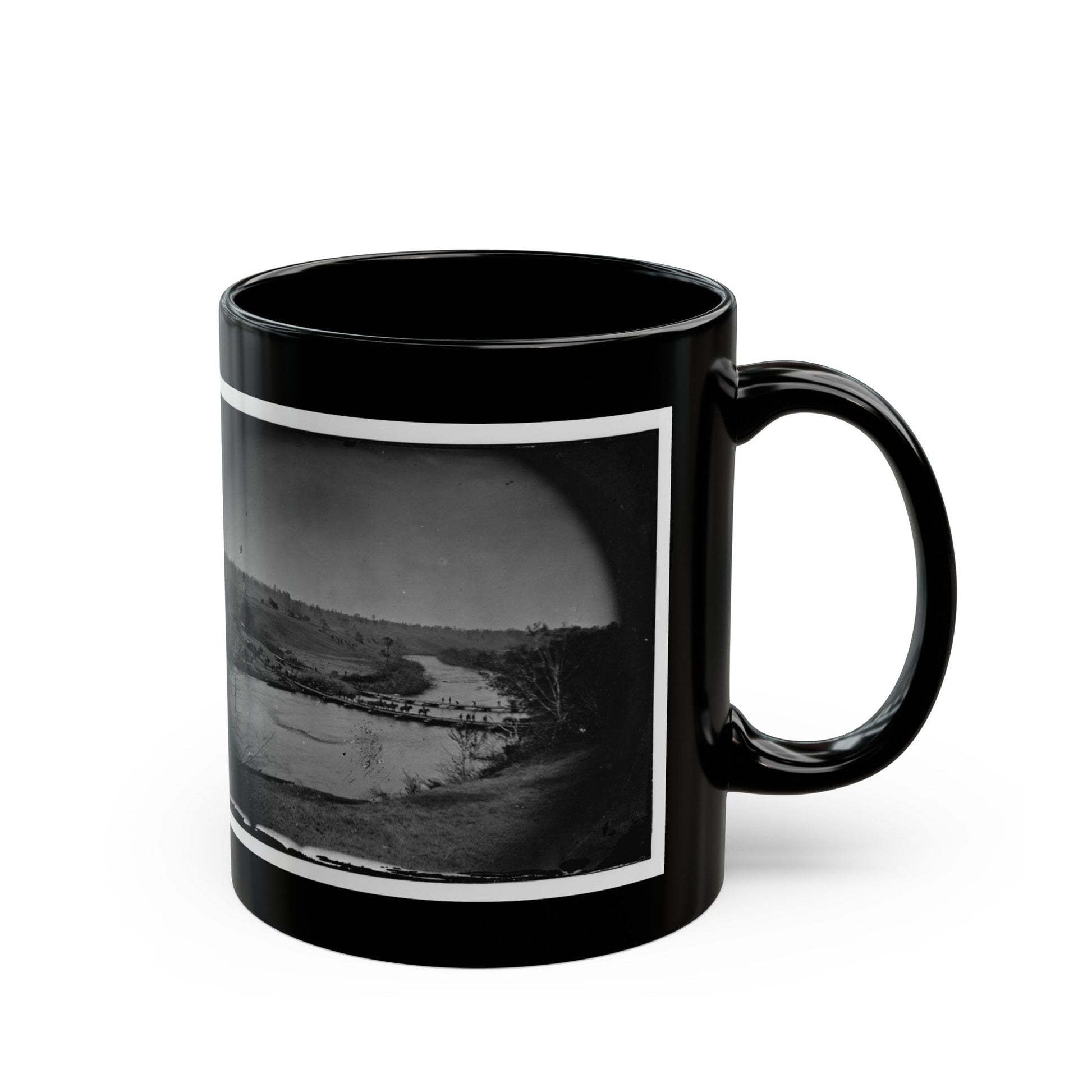 Germanna Ford, Rapidan River, Va. Artillery Crossing Pontoon Bridges (U.S. Civil War) Black Coffee Mug-The Sticker Space