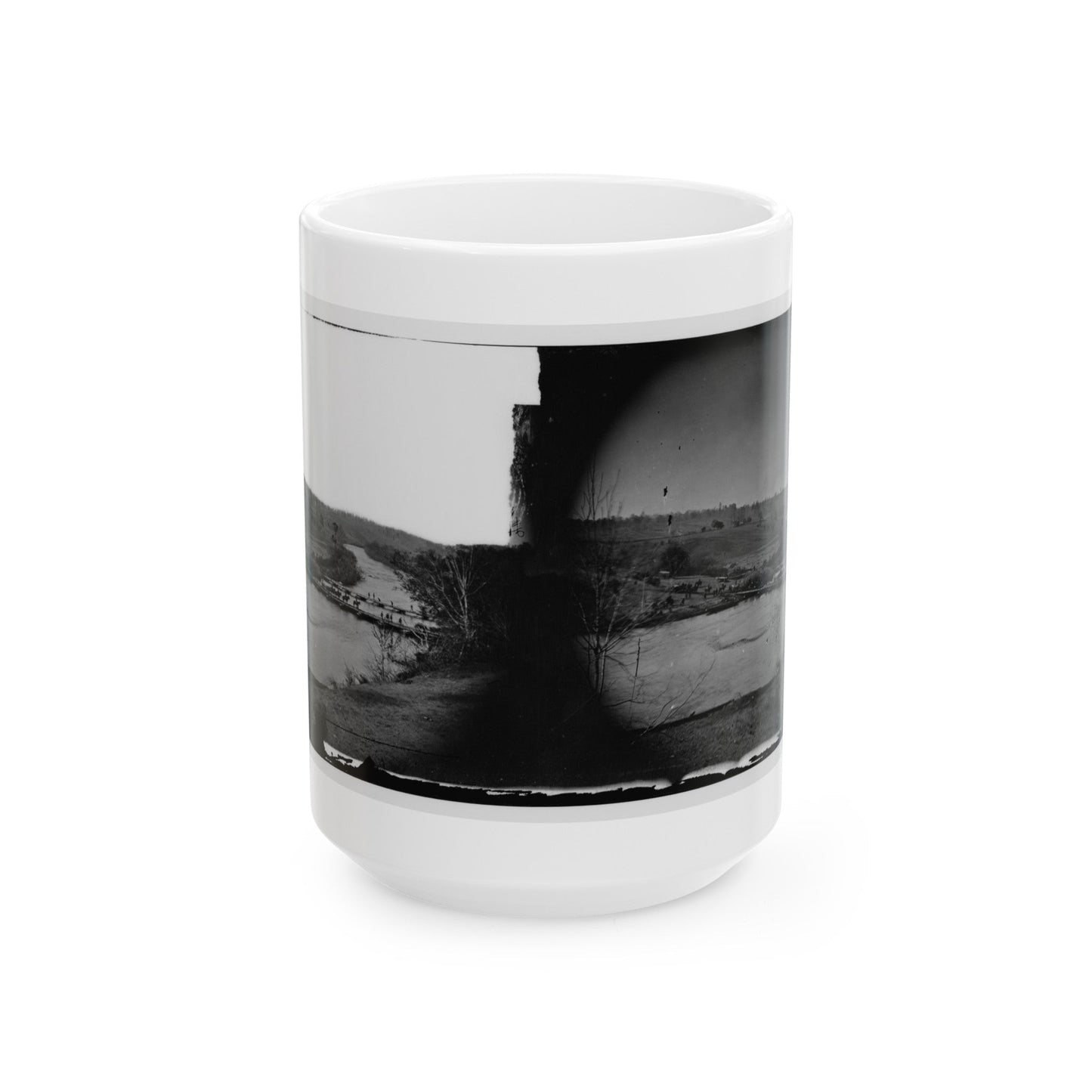 Germanna Ford, Rapidan River, Va. Artillery Crossing Pontoon Bridges (U.S. Civil War) White Coffee Mug-15oz-The Sticker Space