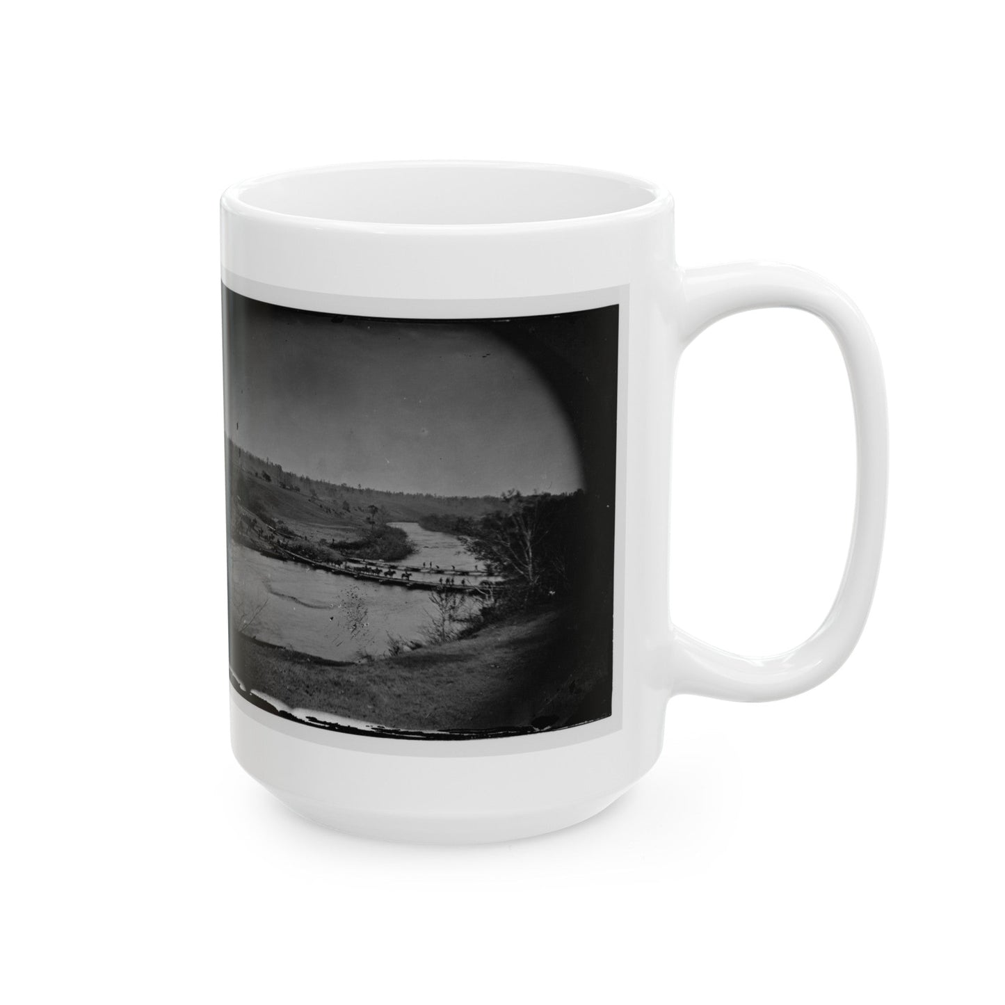 Germanna Ford, Rapidan River, Va. Artillery Crossing Pontoon Bridges (U.S. Civil War) White Coffee Mug-The Sticker Space