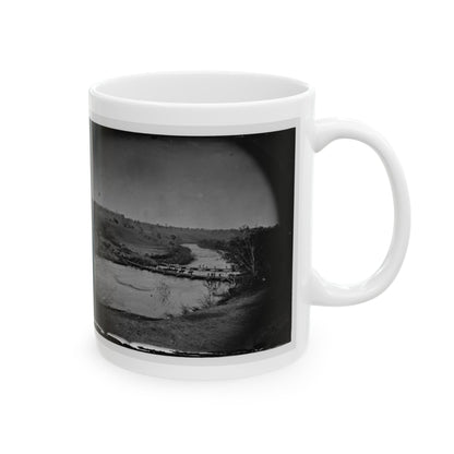 Germanna Ford, Rapidan River, Va. Artillery Crossing Pontoon Bridges (U.S. Civil War) White Coffee Mug-The Sticker Space